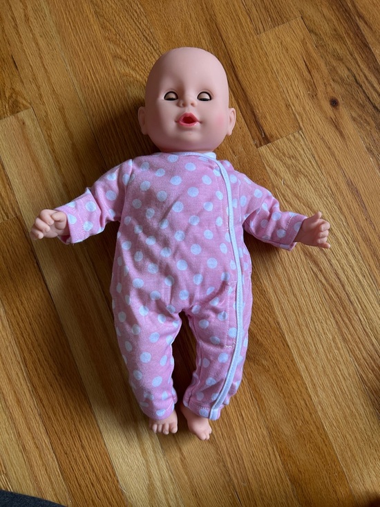 Other - Pink Polka Dot Baby Doll in Footed Sleeper